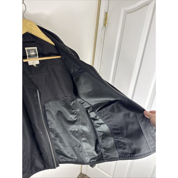 G-Star Raw Black Bonded Nylon Moto Jacket Men’s XL Zip Front Pockets - Picture 8 of 11